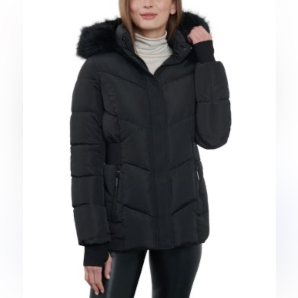 MICHAEL Kors NWT Faux Fur Trim hooded Puffer Coat, removable hood.